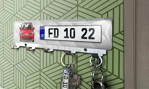 Luxus-Schlüsselbrett Auto-Silhouetten Nummernschild - Chrom