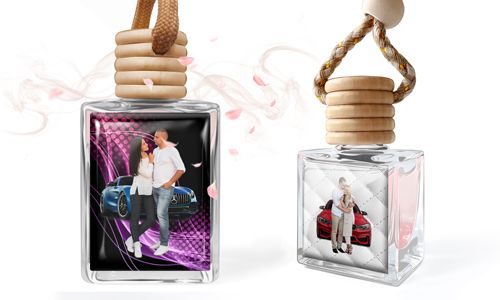 Ambientador mini para coche con una foto de tu esposo