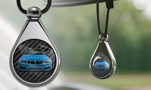 Chrome car perfume featuring your car design