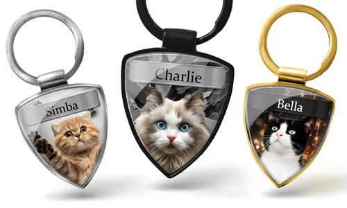 Llavero personalizado con la foto/el nombre de tu gato – regalo ideal para un amante de los gatos, hombre o mujer