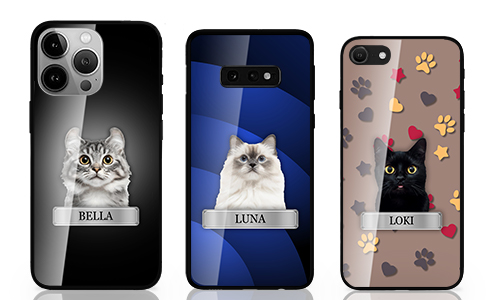 Funda de móvil única con foto de un gato y su apodo - ¡un gran regalo!