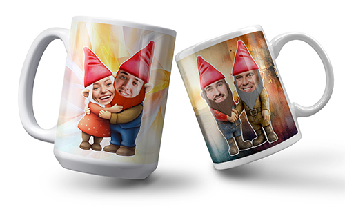 Taza personalizada con gnomos de jardín – Pareja y amigos