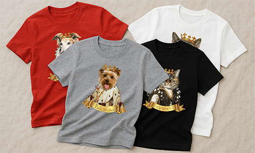 Galerie mit personalisierten T-Shirts Royal Portrait Hund und Katze 6