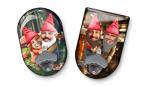 Abrebotellas de pared personalizado con gnomos de jardín