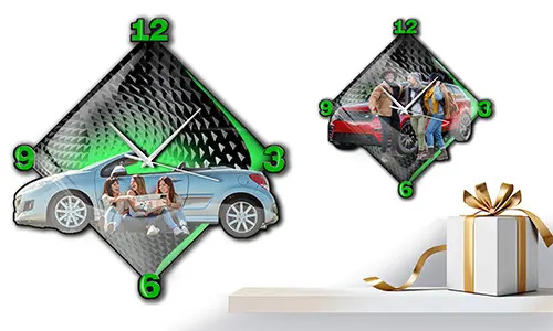 Reloj de pared moderno con coche/foto para mejores amigos