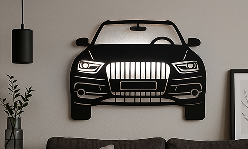 blechschild bedrucken Chrom lackiert mit Kennzeichen auf der Wand personalisierte blechschilder