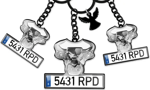 Tjur-nyckelring registreringsskylt