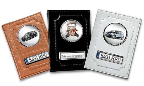 Standard car document holder with car/photo and license plate for your daughter