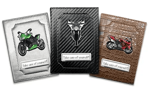 Portadocumenti con silhouette di moto