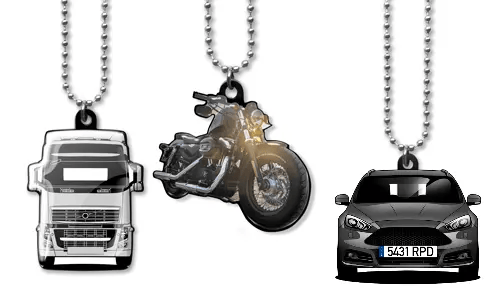 Porte-clés rétroviseur silhouette véhicule