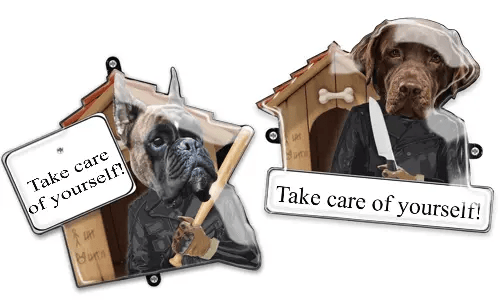 Tablica z psem - ze zdjęciem