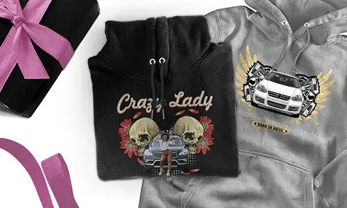 Personalisierte Hoodie mit Auto-Motiv für deine Freundin