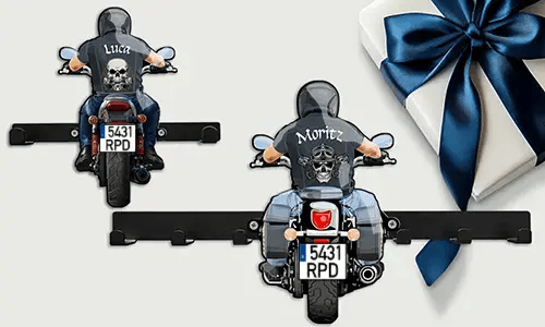 Supporto per chiavi moto da parete per tuo nonno con il suo nome e targa