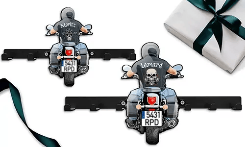 Bestes Geschenk für dich - Motorrad Schlüsselhalter-Wand mit deinem Namen und Kennzeichen