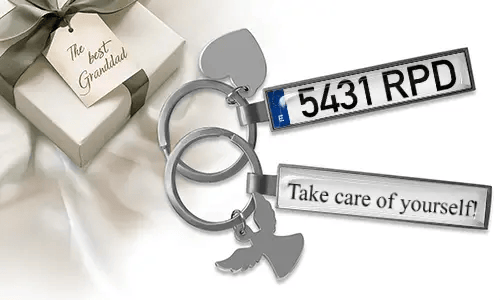 Personalized license plate keychain for grandpa