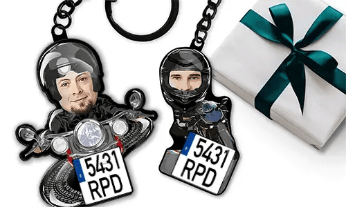 Brelok motocyklowy z twarzą twojego syna