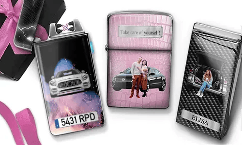 Briquet Coolline avec voiture/photo et plaque d'immatriculation pour ta femme