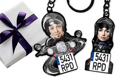 Porte-clés moto personnalisé avec la photo de ton cher ami