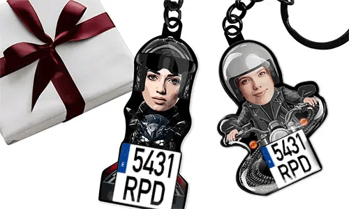 Personalisierter Motorradschlüsselanhänger mit Foto deiner Schwester