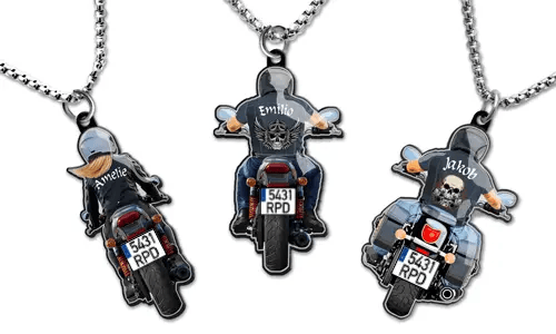 Namnhalsband med motorcykel