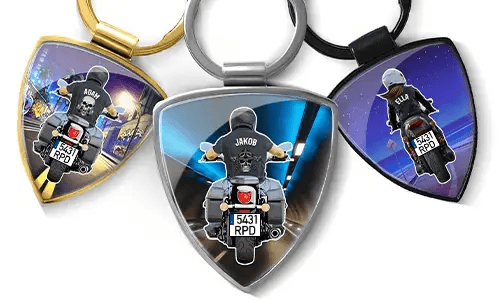 Nøkkelring skjold med motorsykkelgjeng