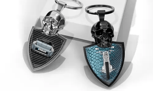 Hodeskalle Nøkkelring Med Bil