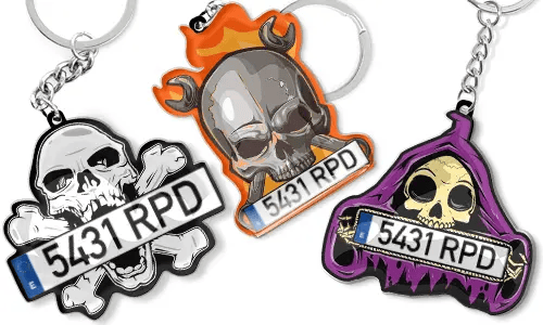 Llavero de calavera - Placa de matrícula