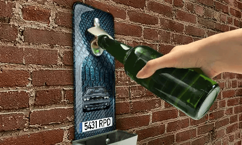 Abrebotellas de pared con atrapador de tapones