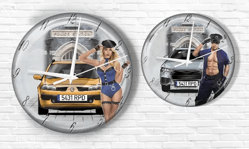 Reloj de pared diseño policial