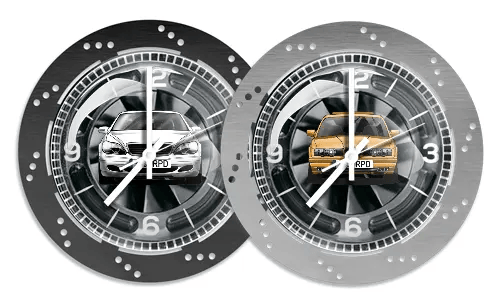 Chromowany zegar ścienny - tarcza hamulcowa