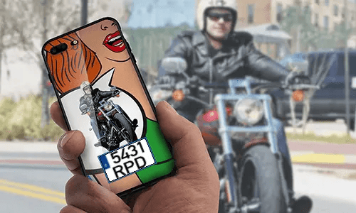 personalisierte handyhülle mit Motorradsilhouette auf dem Motorrad Hintergrund handyhülle personalisieren