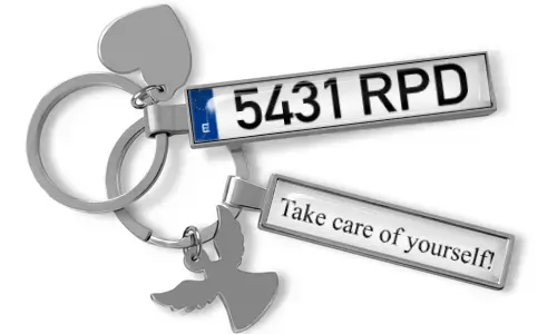 Cadeau-sleutelhanger voor motorliefhebbers met gegraveerd label