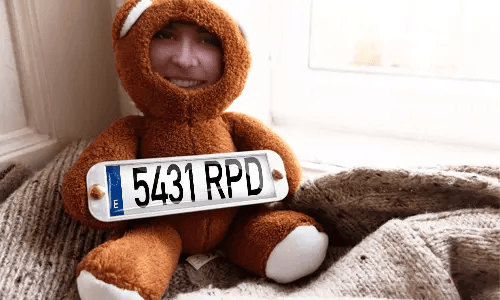 Cuddly toy with photo in the house