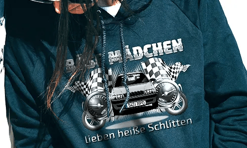 tuning pullover mit rotem Autofoto tuning hoodie