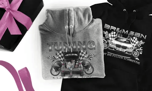 tuning pullover Grau mit dem Wagen auf dem Hintergrund turbo hoodie tuning pullover Grau mit dem Wagen auf dem Hintergrund turbo hoodie