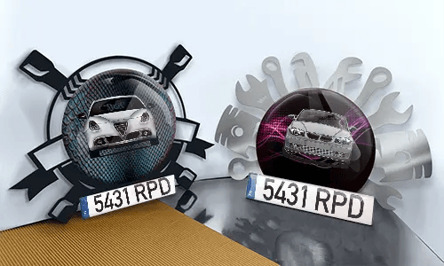 Autoschlüsselanhänger in zwei Varianten auf dem Tisch persönlicher schlüsselanhänger