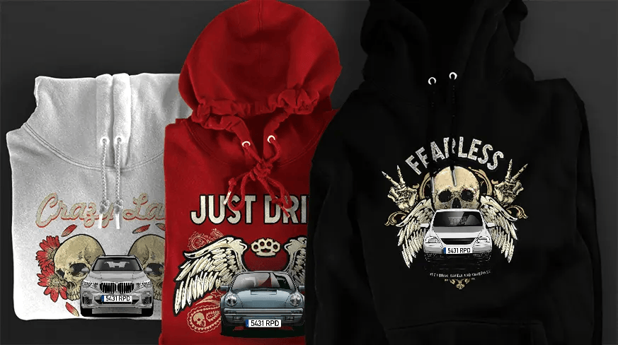 Hoodie Design mit Autosilhouette