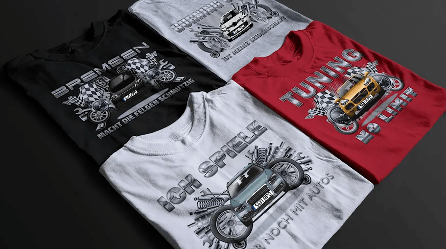 shirt tuning in vier verschiedenen Farben t shirt tuning
